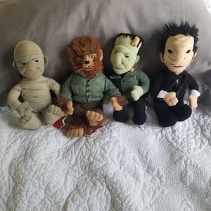 4 vintage plush monsters